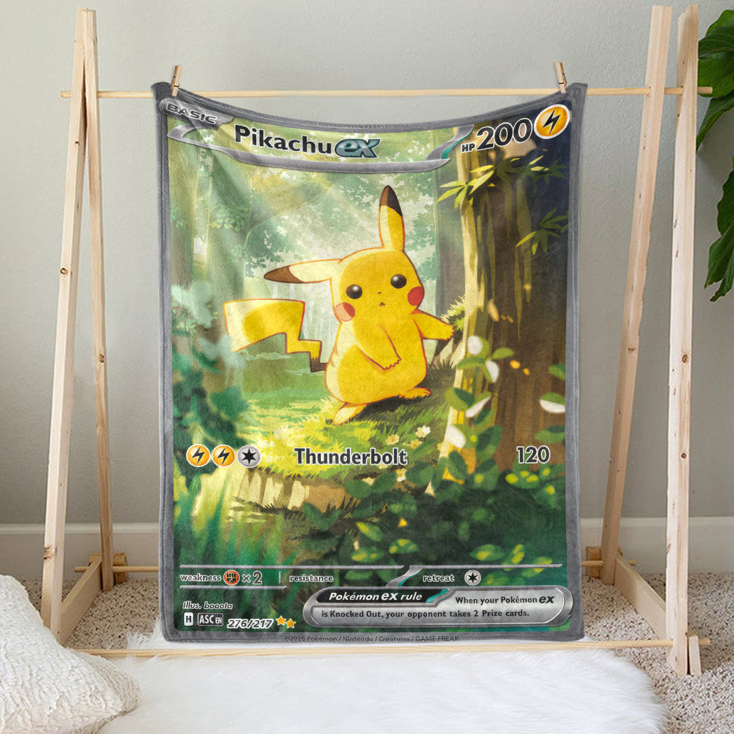 PKM Pikachu EX Custom Fleece Blanket