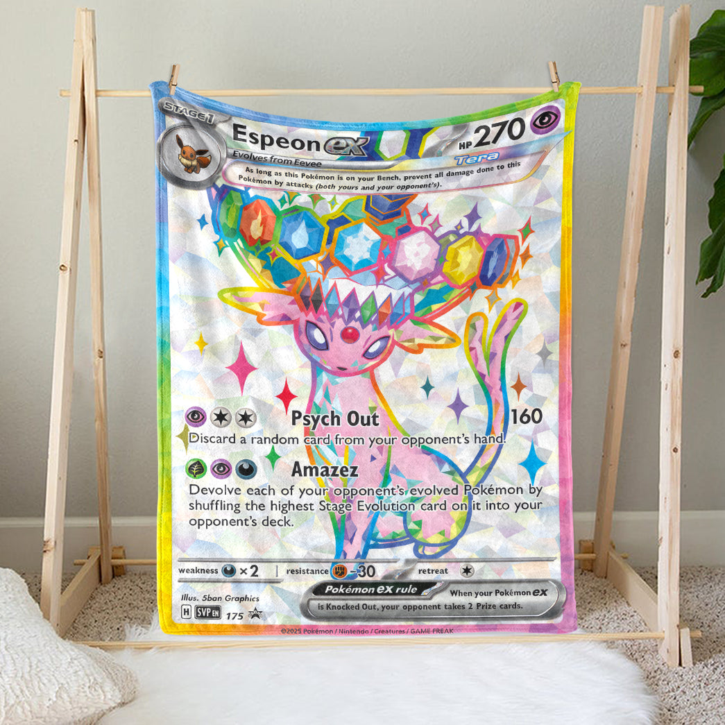 PKM Espeon EX Custom Fleece Blanket