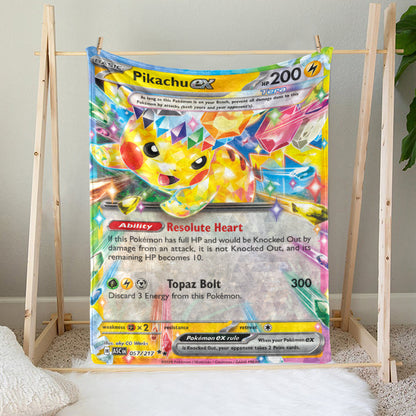 PKM Pikachu EX Card Custom Fleece Blanket