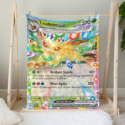 PKM Leafeon EX Custom Fleece Blanket
