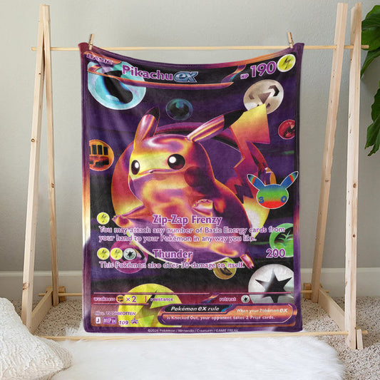 PKM Pikachu ex Custom Fleece Printed Blanket