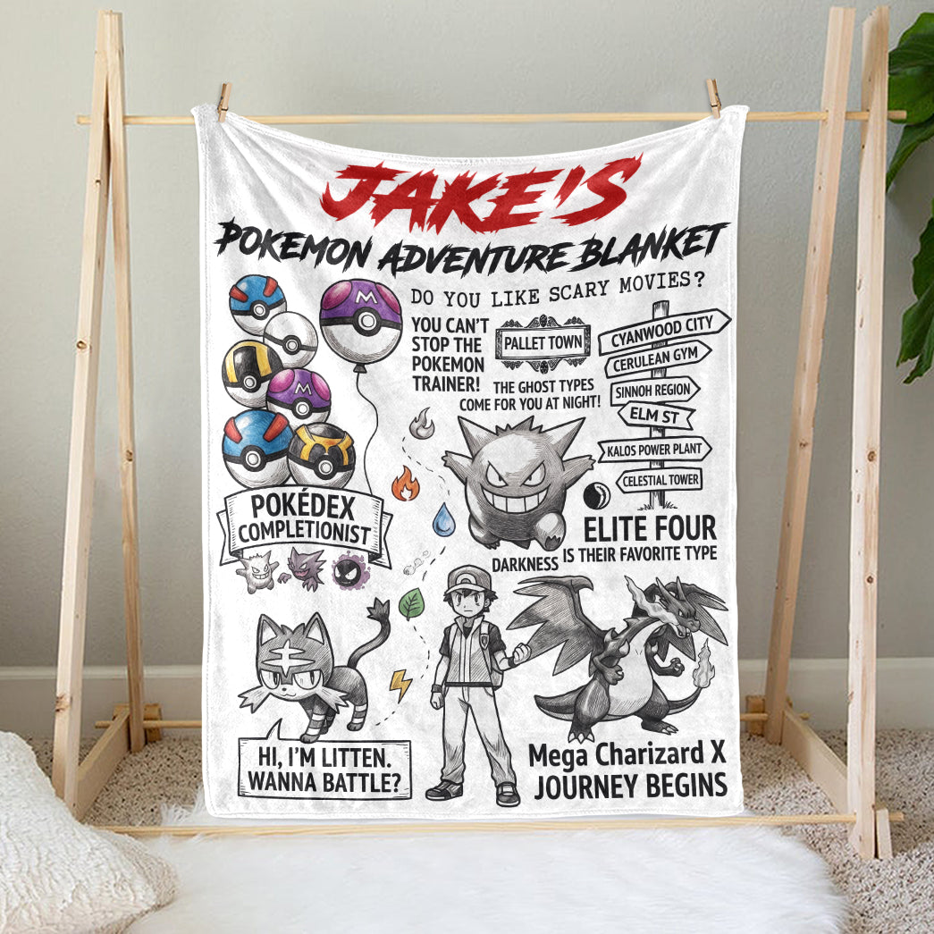 Personalized PKM Adventure Fleece Blanket