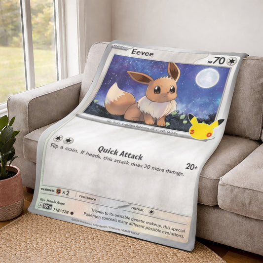 Eevee PKM Custom Fleece Blanket - Personalized Card Blanket