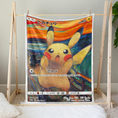 PKM Pikachu The Scream Custom Fleece Blanket