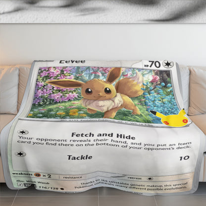 Eevee PKM Custom Fleece Blanket – Personalized Trading Card Blanket