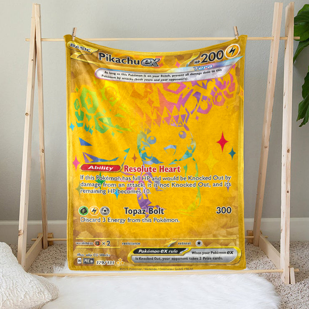 PKM Pikachu EX Custom Fleece Blanket