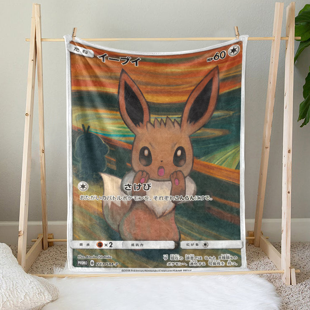 PKM Eevee The Scream Custom Fleece Blanket