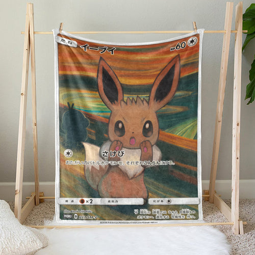 PKM Eevee The Scream Custom Fleece Blanket