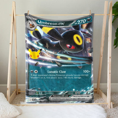 PKM Umbreon ex Card Custom Fleece Printed Blanket