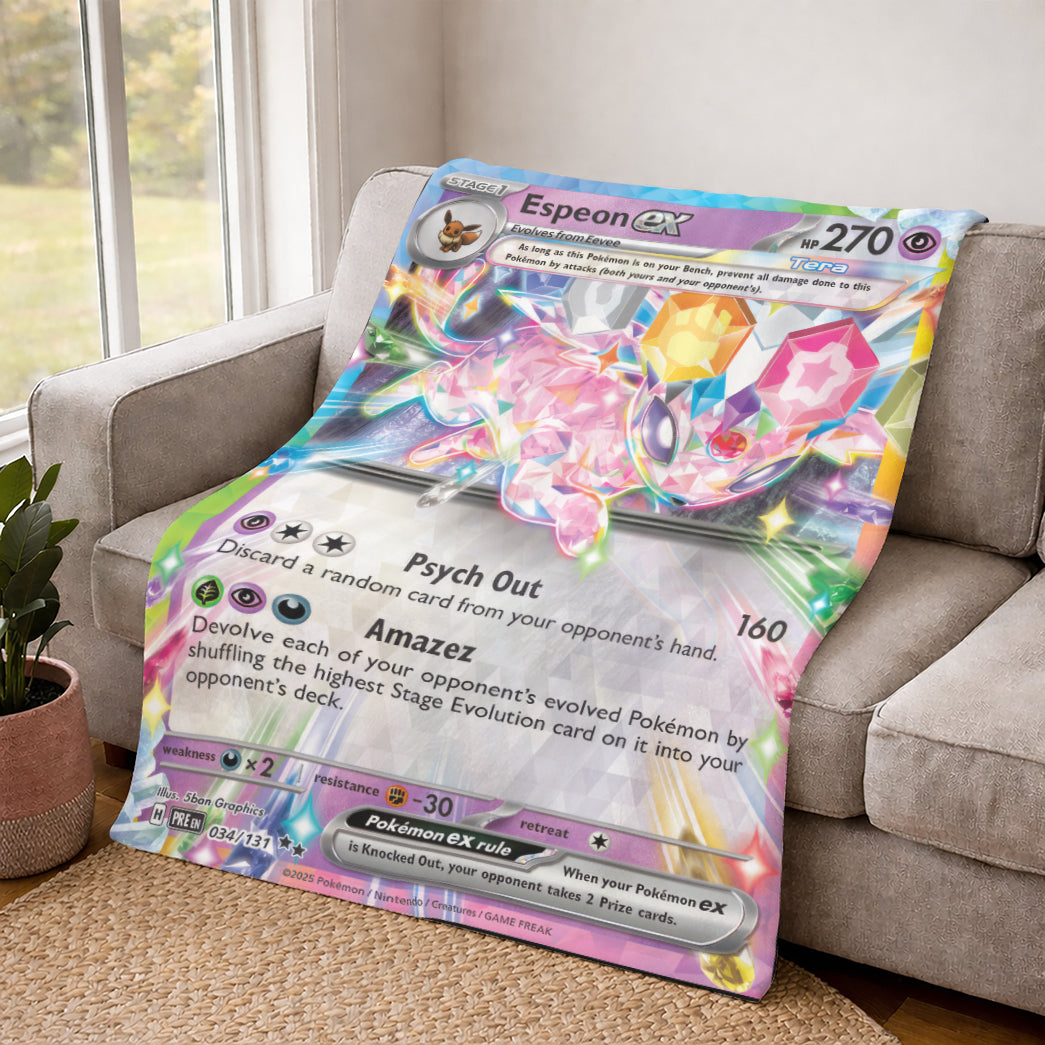 PKM Espeon EX Custom Fleece Blanket