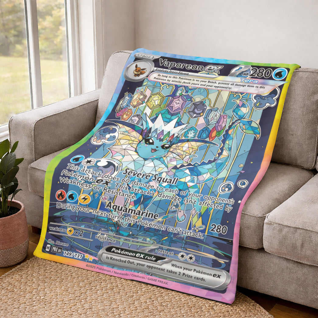 PKM Vaporeon EX Custom Fleece Blanket
