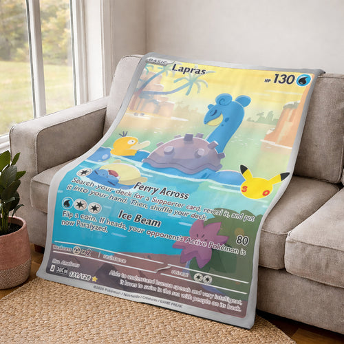 Lapras PKM Custom Fleece Blanket – Personalized Gamer Gift Blanket