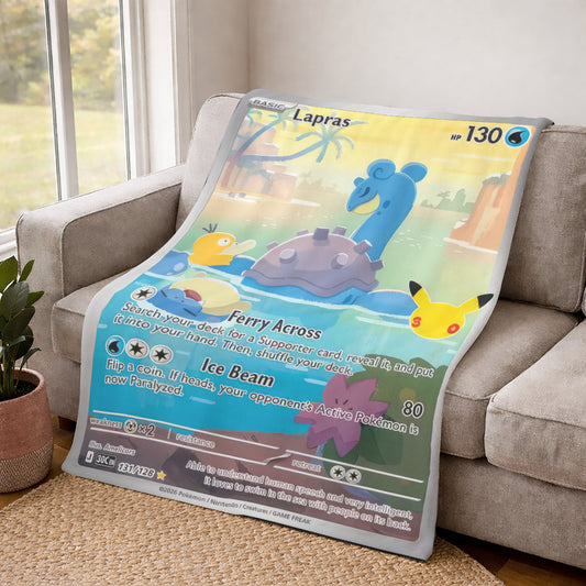 Lapras PKM Custom Fleece Blanket – Personalized Gamer Gift Blanket