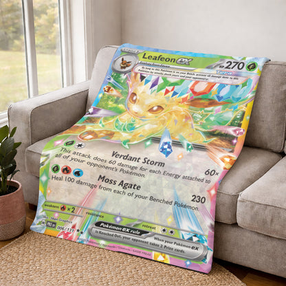 PKM Leafeon EX Custom Fleece Blanket