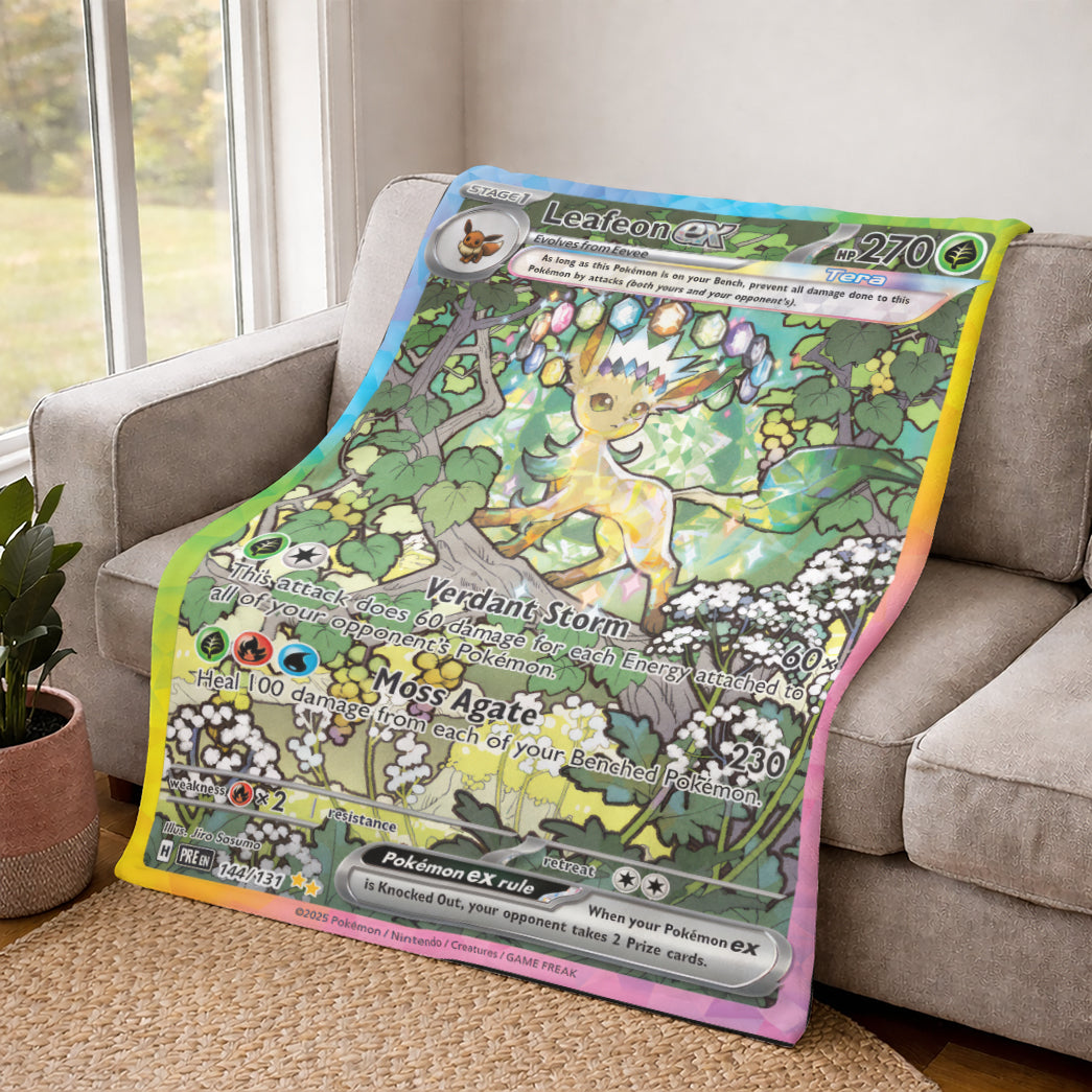 PKM Leafeon EX Custom Fleece Blanket