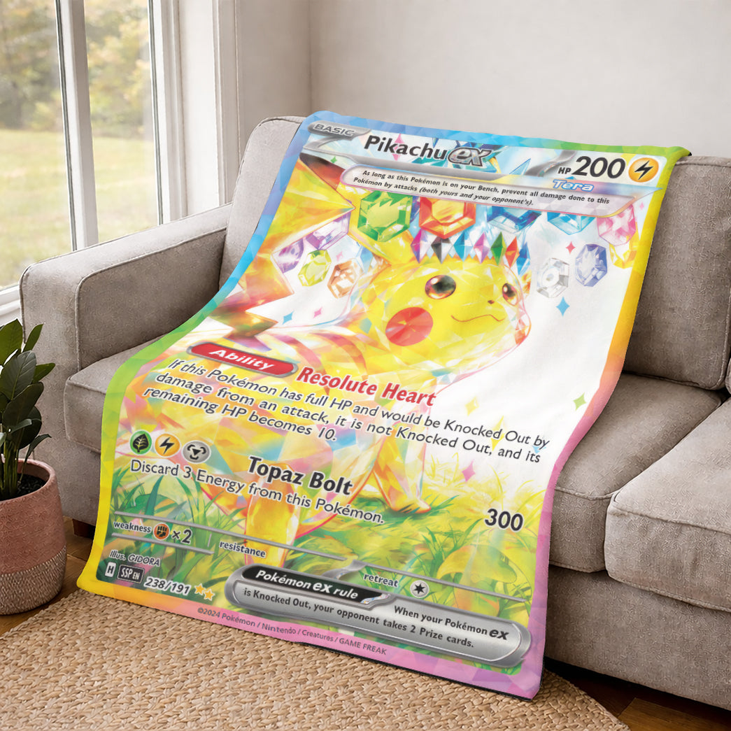 PKM Pikachu EX Custom Fleece Blanket