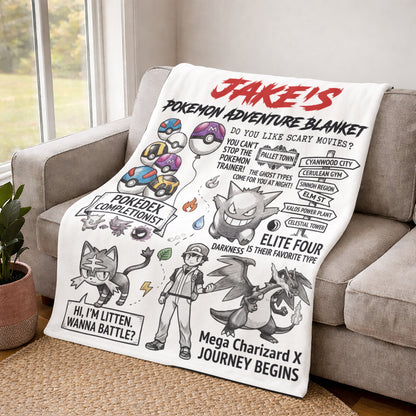 Personalized PKM Adventure Fleece Blanket
