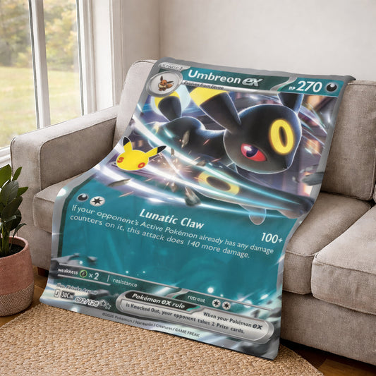 PKM Umbreon ex Card Custom Fleece Printed Blanket
