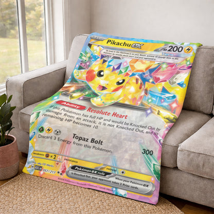 PKM Pikachu EX Card Custom Fleece Blanket