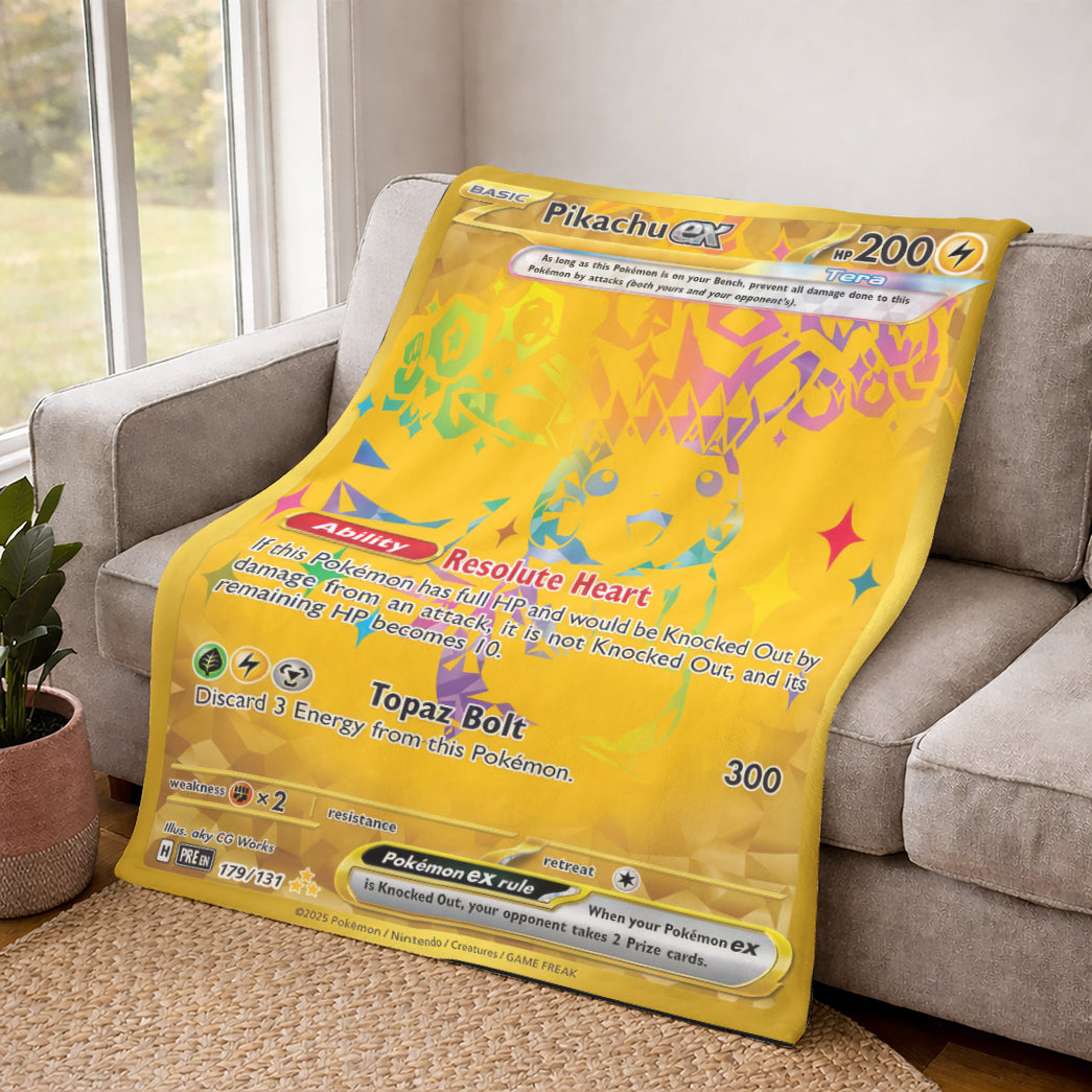 PKM Pikachu EX Custom Fleece Blanket