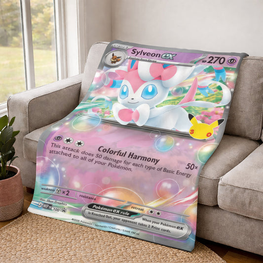PKM Sylveon ex Custom Fleece Printed Blanket