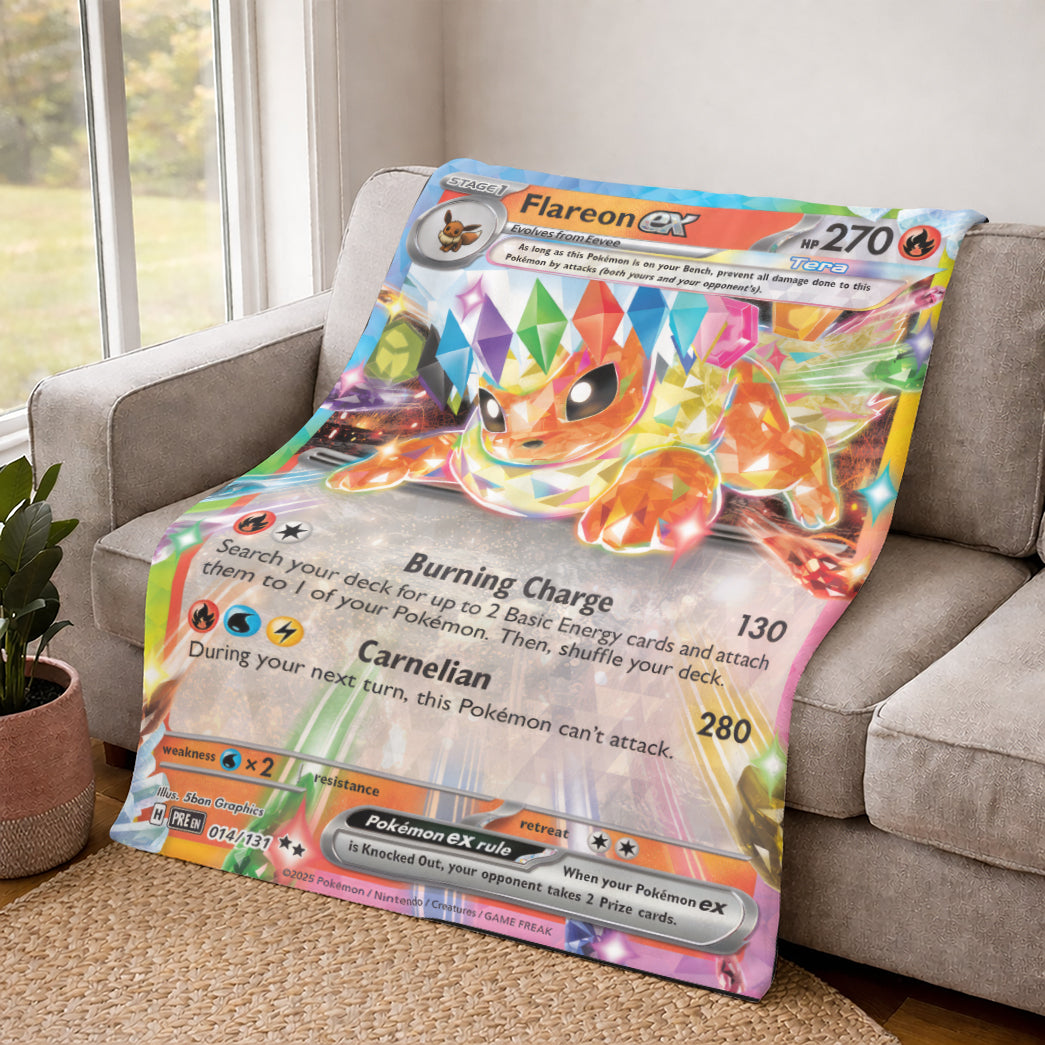 PKM Flareon EX Custom Fleece Blanket