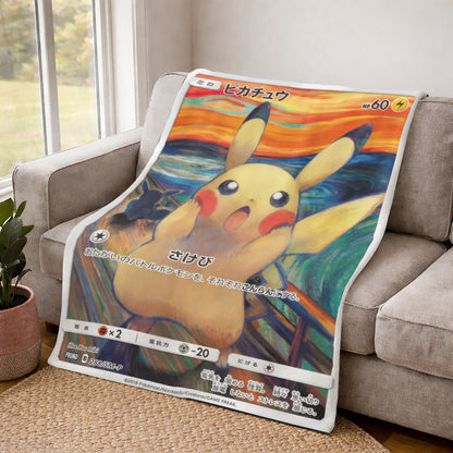 PKM Pikachu The Scream Custom Fleece Blanket