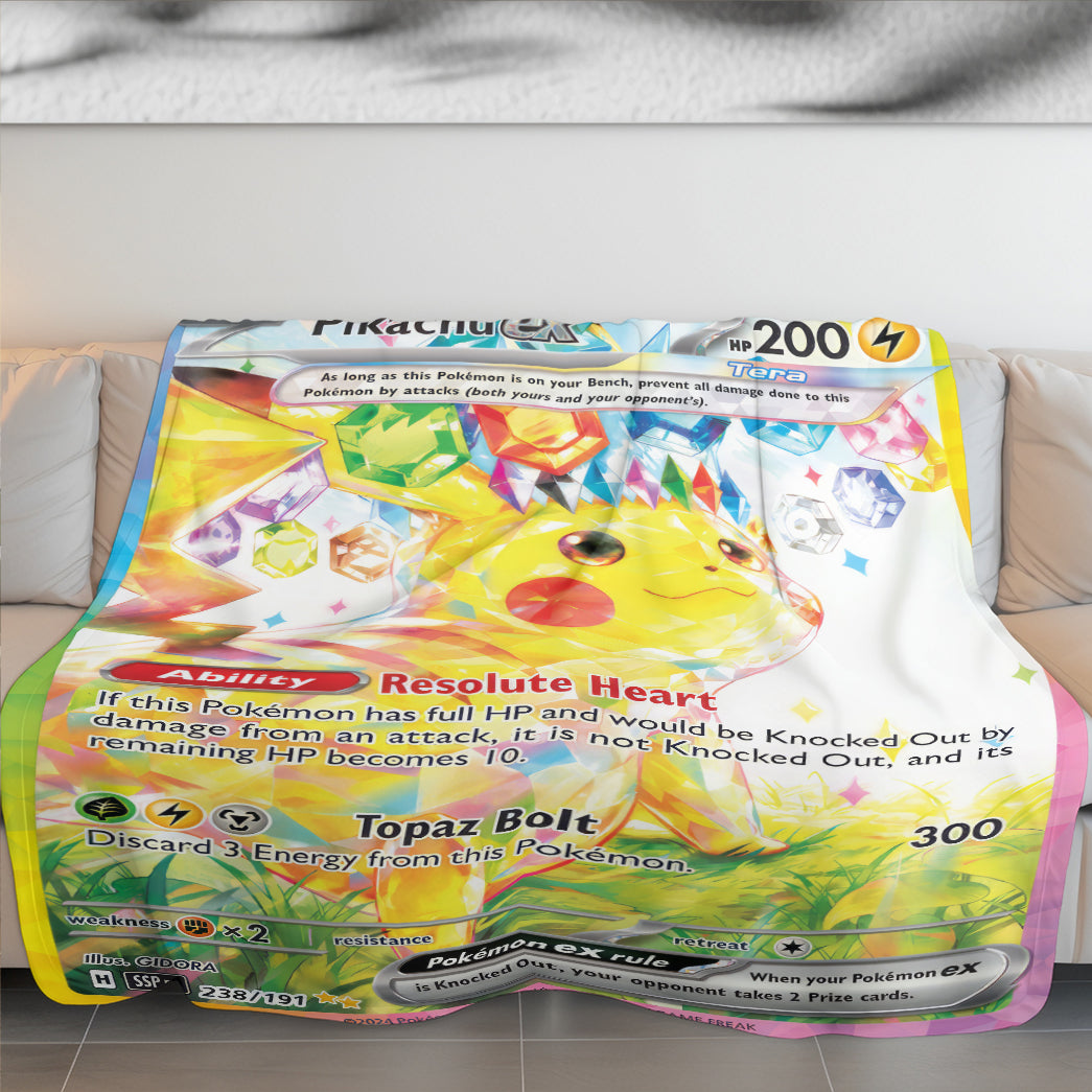 PKM Pikachu EX Custom Fleece Blanket