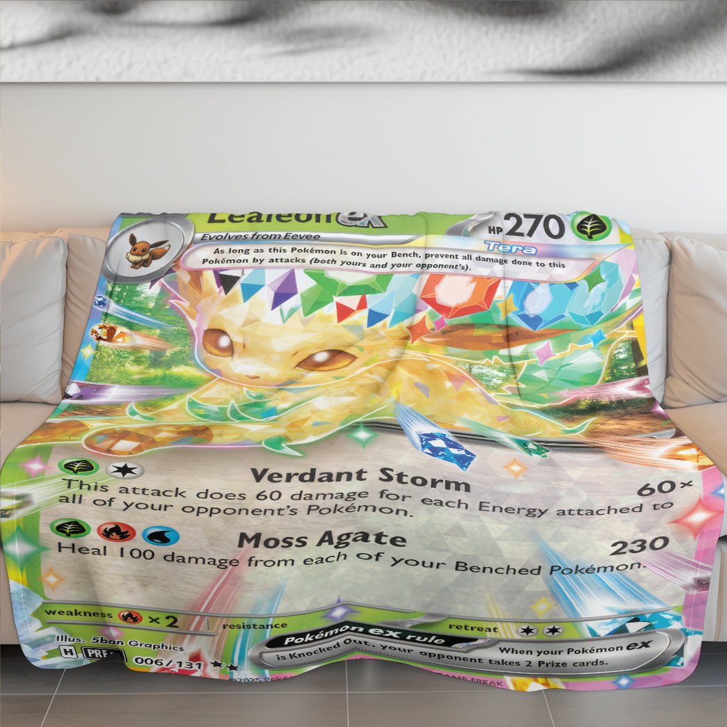PKM Leafeon EX Custom Fleece Blanket