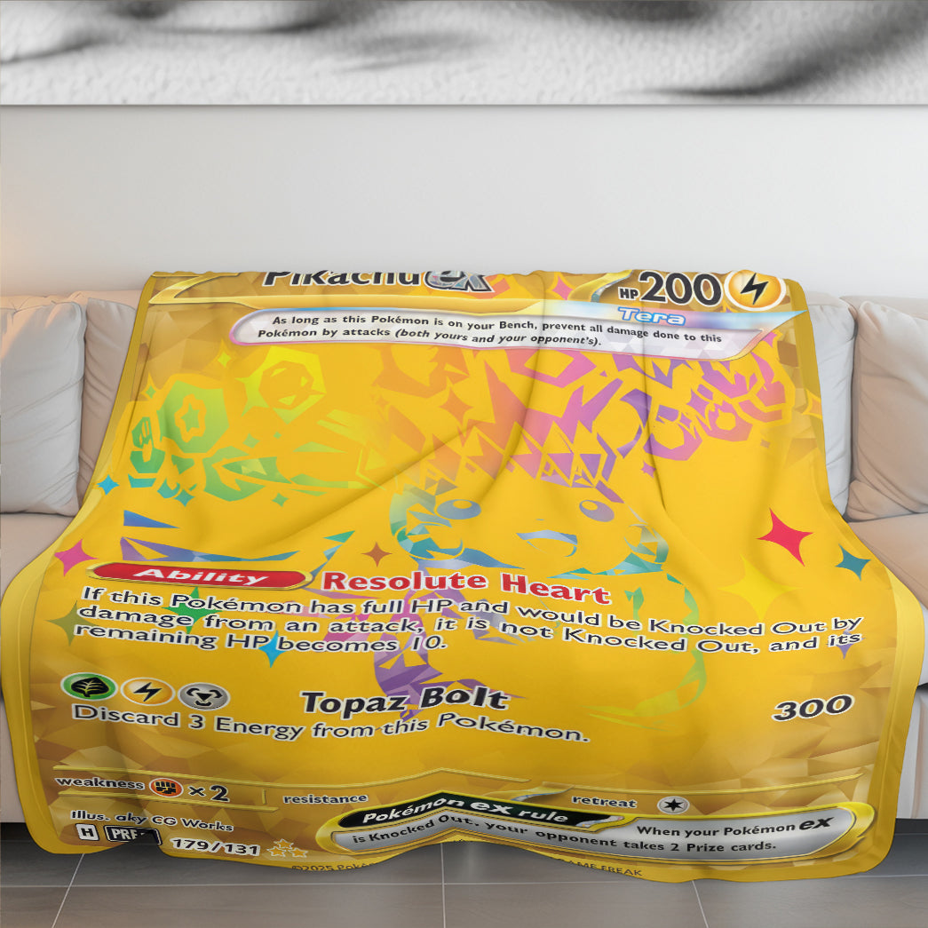PKM Pikachu EX Custom Fleece Blanket