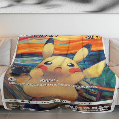 PKM Pikachu The Scream Custom Fleece Blanket