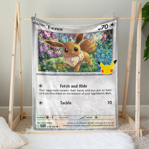 Eevee PKM Custom Fleece Blanket – Personalized Trading Card Blanket