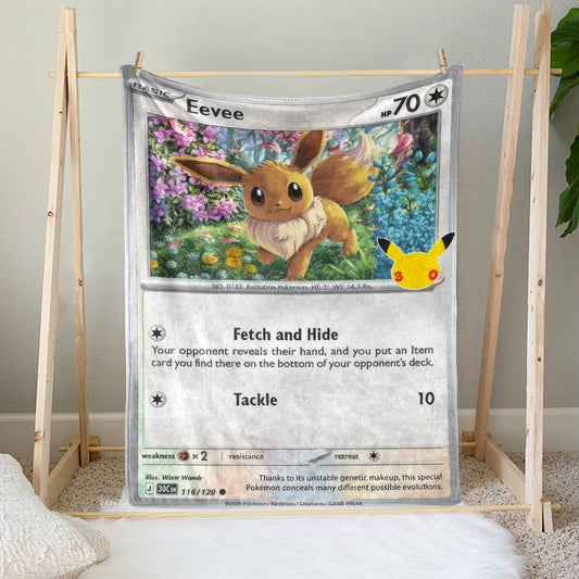 Eevee PKM Custom Fleece Blanket – Personalized Trading Card Blanket