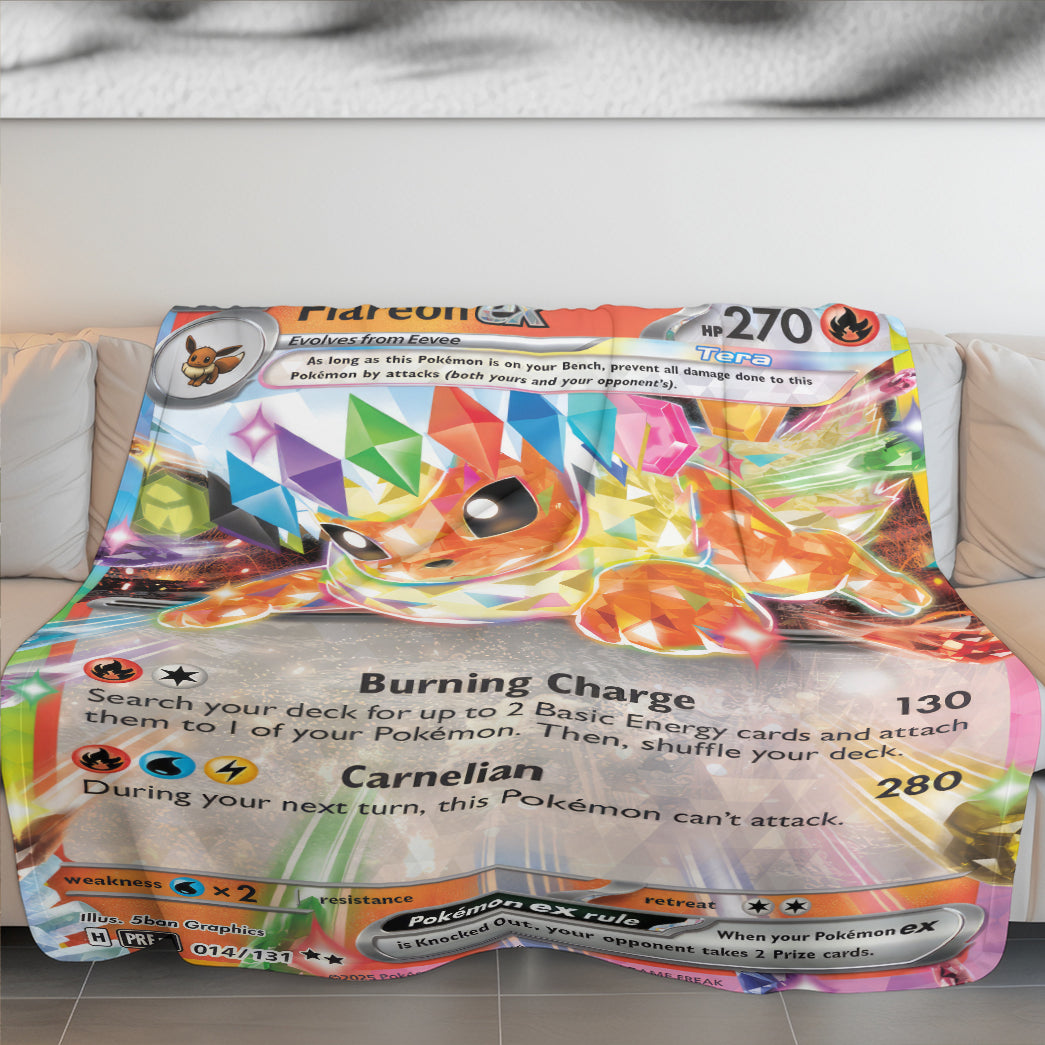 PKM Flareon EX Custom Fleece Blanket