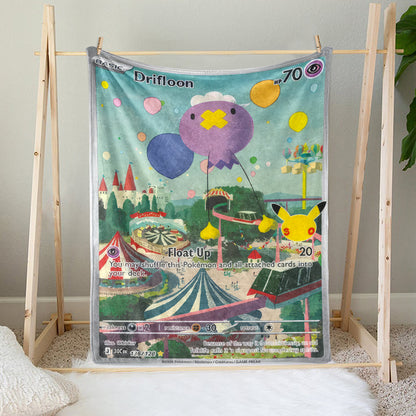 Drifloon PKM Custom Fleece Blanket – Personalized Trading Card Throw Blanket