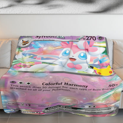 PKM Sylveon ex Card Custom Fleece Printed Blanket