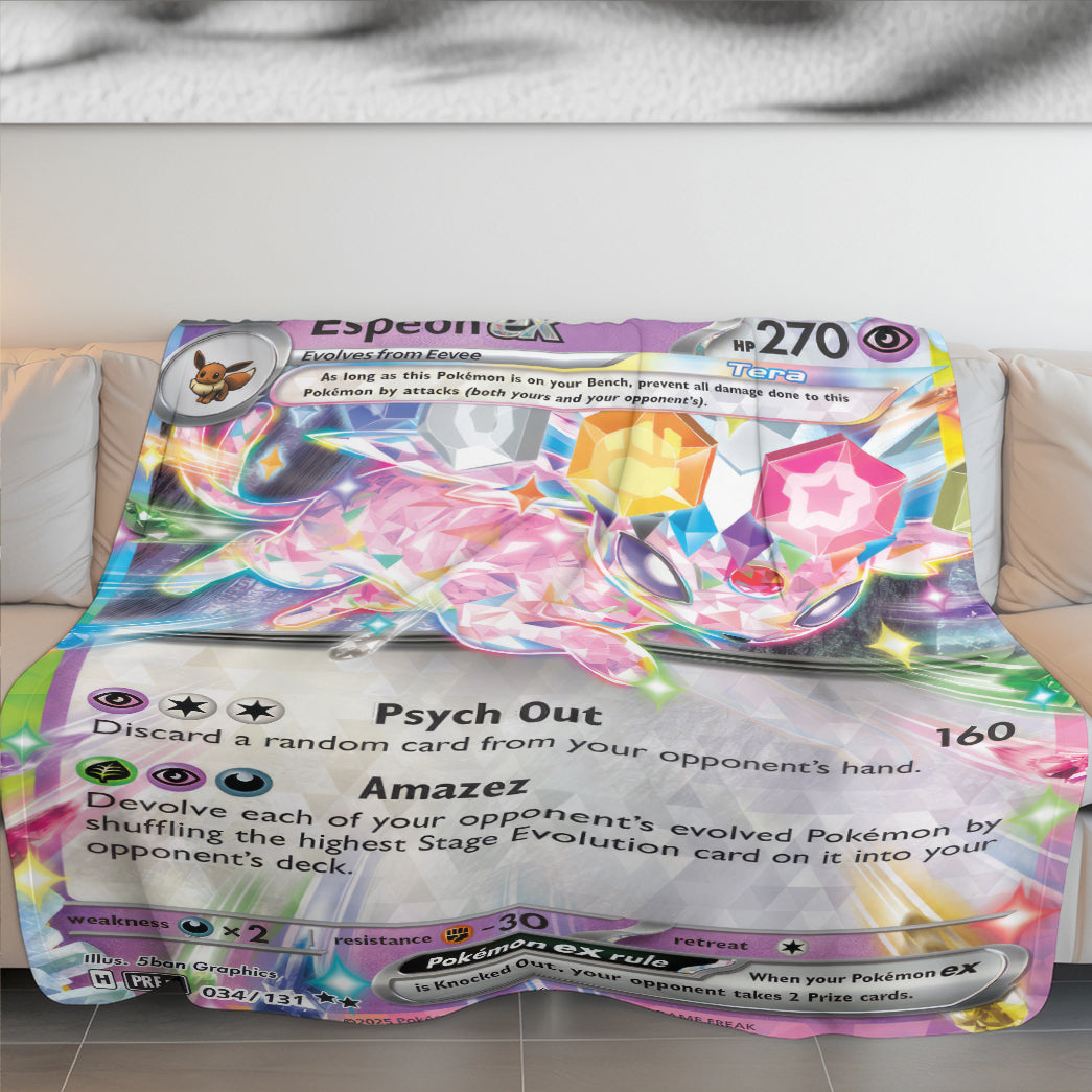 PKM Espeon EX Custom Fleece Blanket
