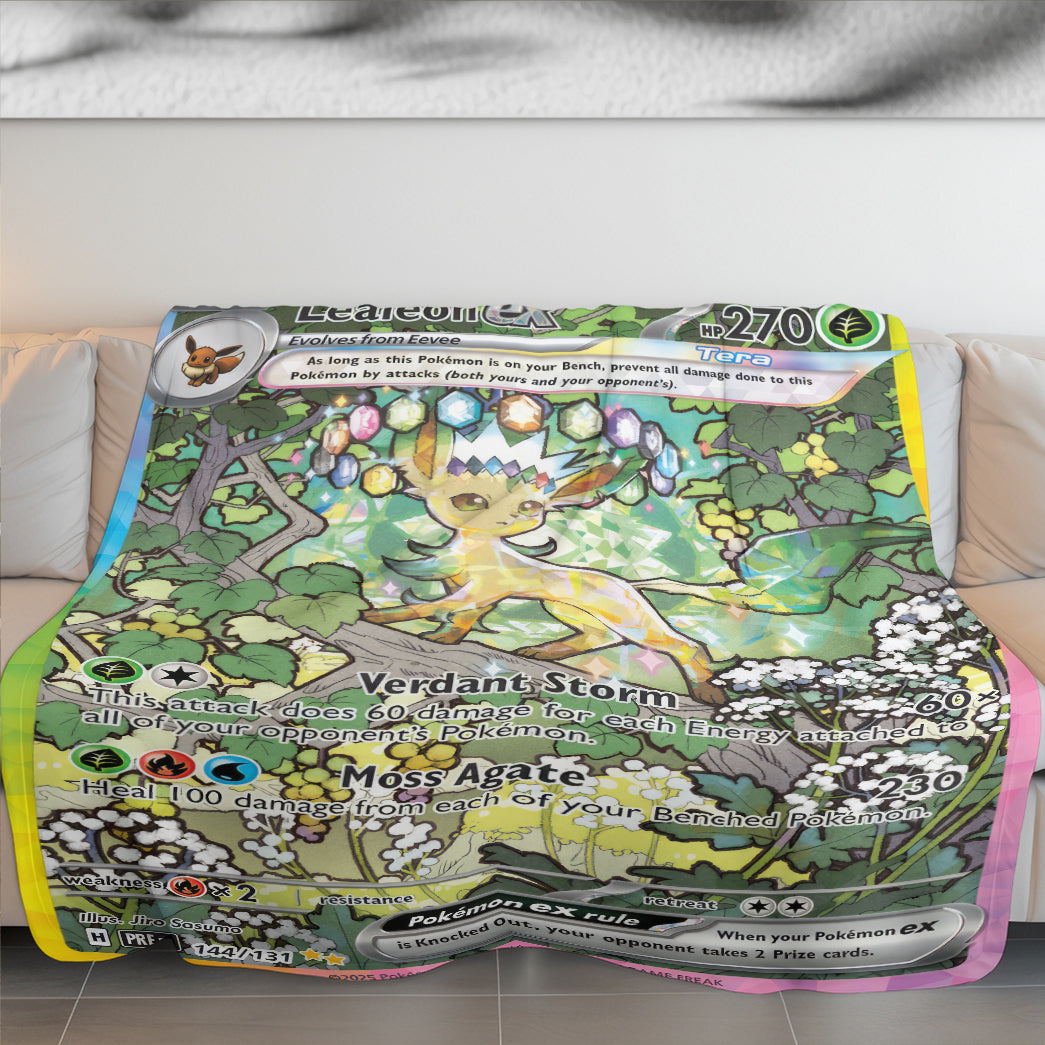 PKM Leafeon EX Custom Fleece Blanket