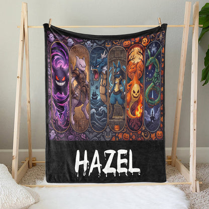 Personalized Halloween PKM Fleece Blanket