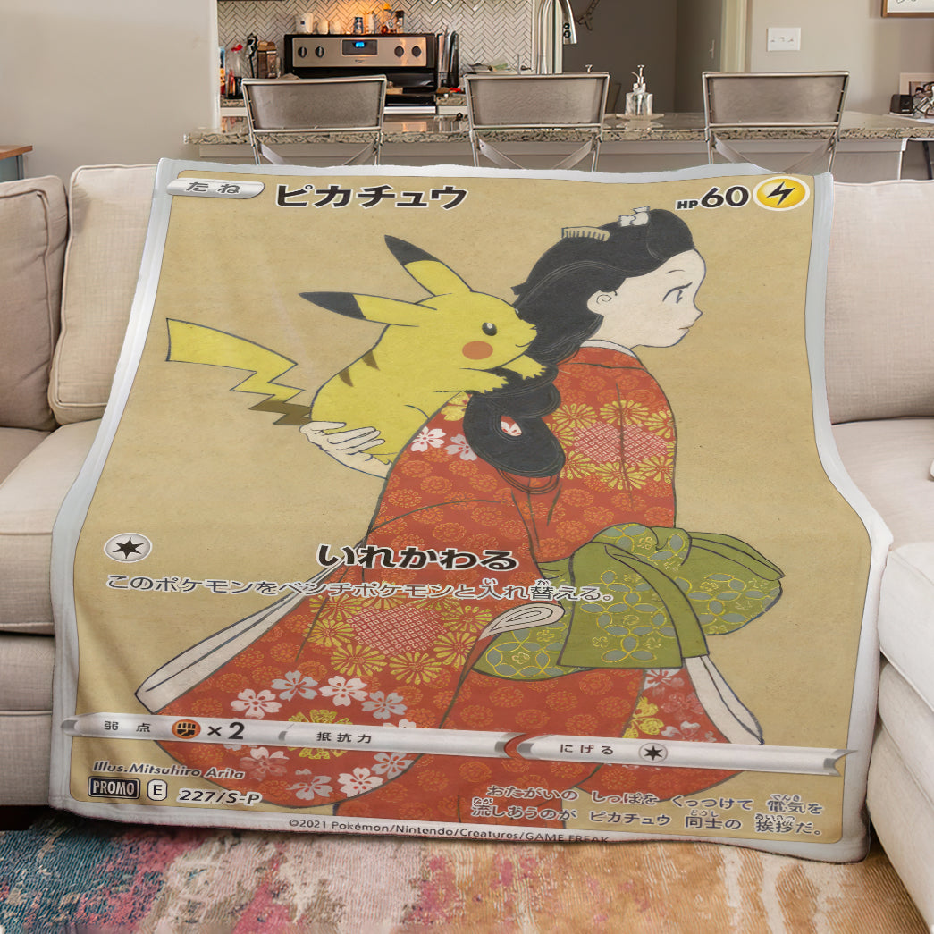 PKM Pikachu Custom Fleece Blanket