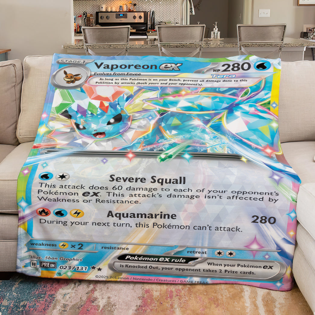 PKM Vaporeon EX Custom Fleece Blanket