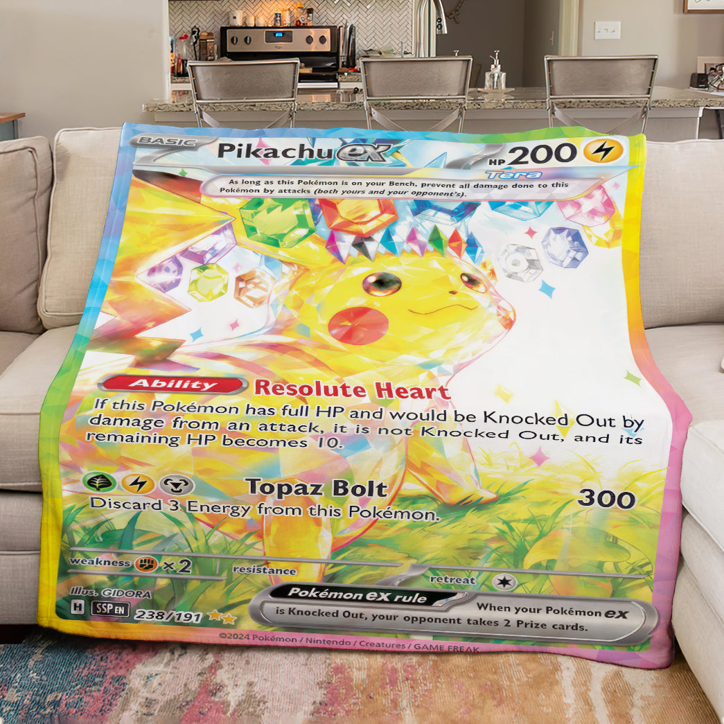 PKM Pikachu EX Custom Fleece Blanket