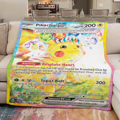 PKM Pikachu EX Custom Fleece Blanket