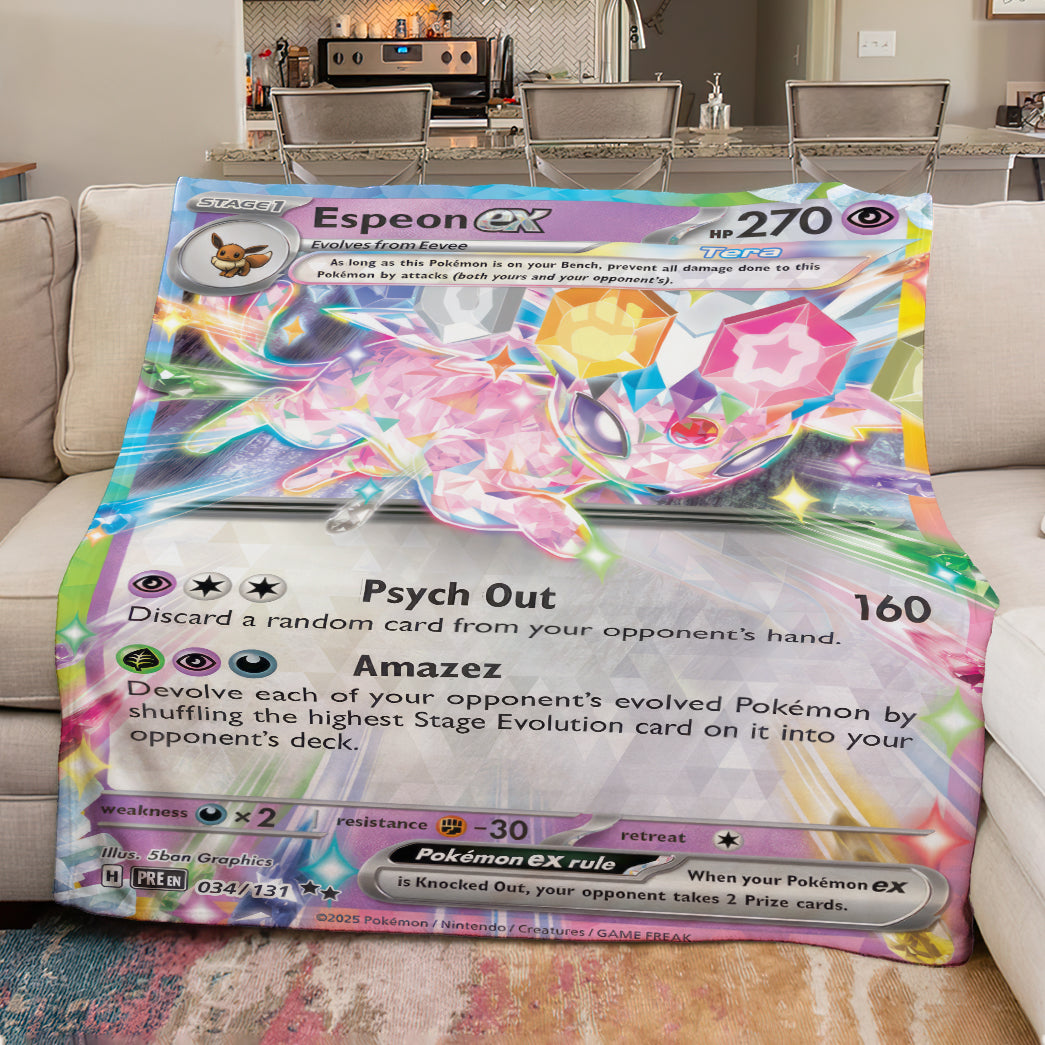 PKM Espeon EX Custom Fleece Blanket