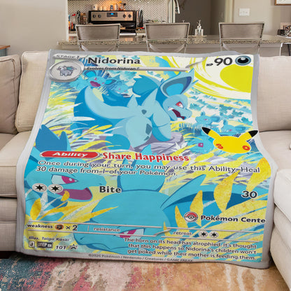 PKM Nidoria Custom Fleece Printed Blanket