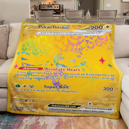 PKM Pikachu EX Custom Fleece Blanket