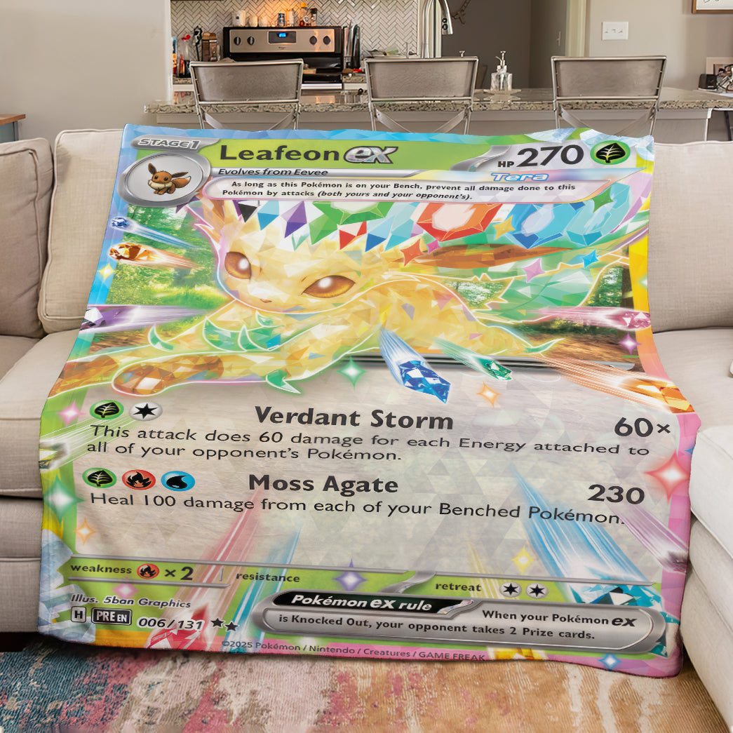 PKM Leafeon EX Custom Fleece Blanket