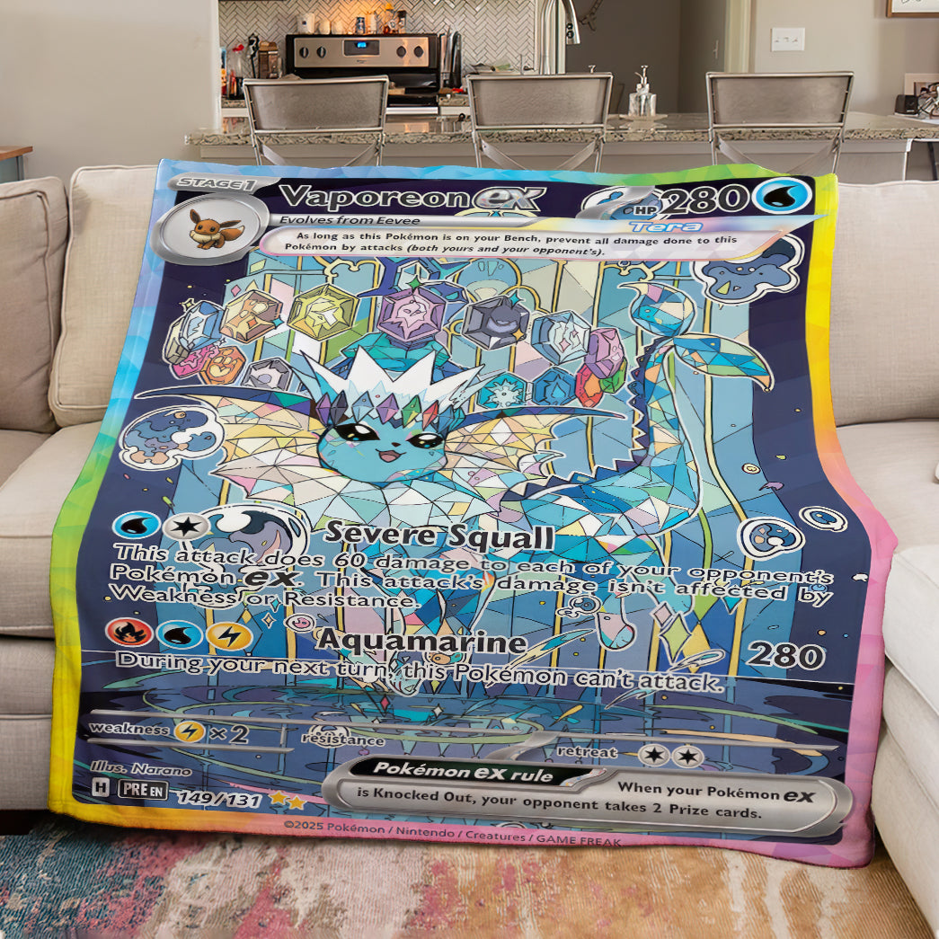 PKM Vaporeon EX Custom Fleece Blanket