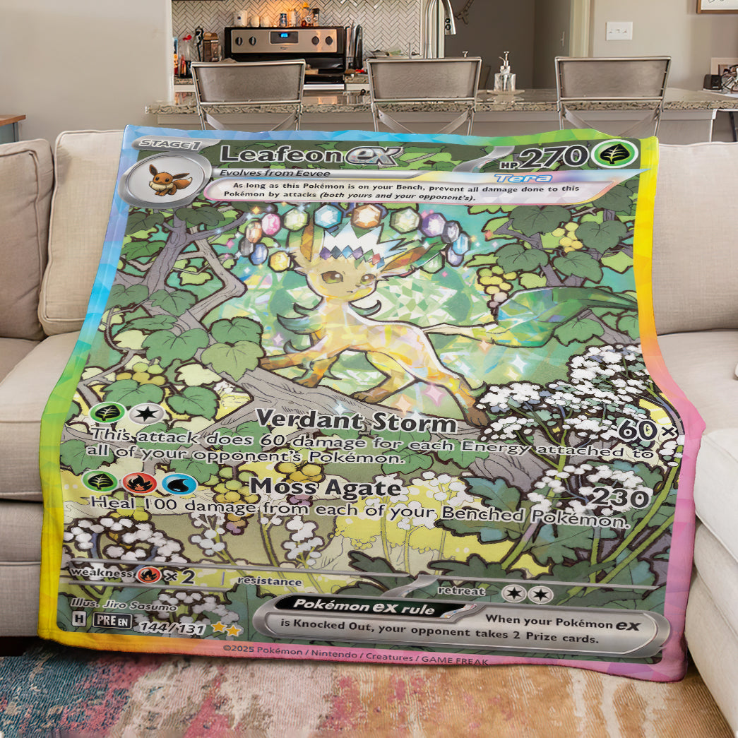 PKM Leafeon EX Custom Fleece Blanket