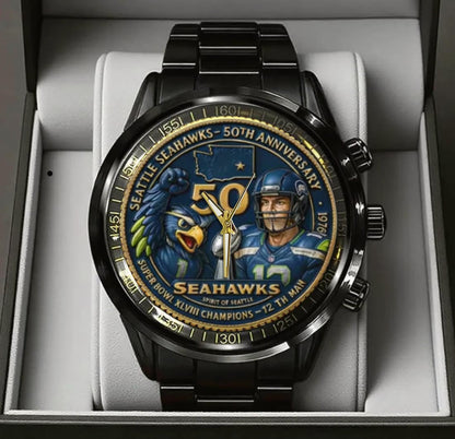 Seattle Seahawks 50th Anniversary Stainless Steel Watch